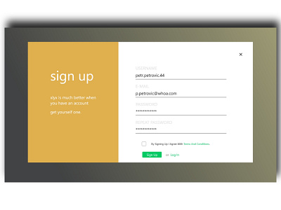 sign up page