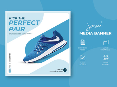 Sports Shoes Instagram web banner or Social media banner branding design facebook ads footwear illustration instagram banner instagram post nike shoe shoes shoes banner sneakers social media banner social media post sport web banner