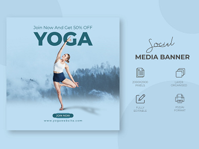 Yoga and Meditation Social media banner and post