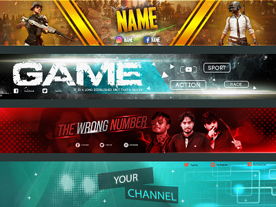 Channel Art Gaming Design Free Download in PSD