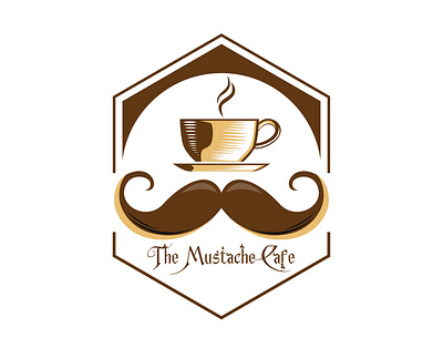 The Mustache Cafe branding design illustration logo typography vector