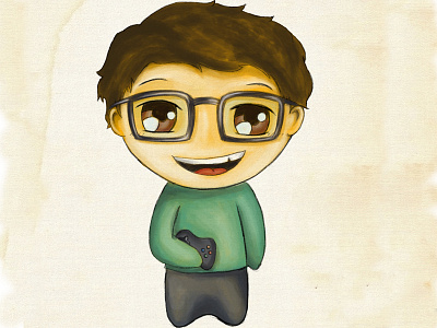 Gamer character cute digital illustration tiny