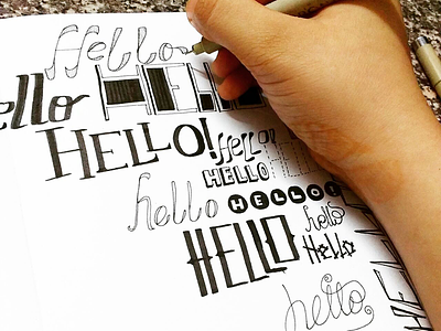 Calligraphy hello lettering sketch text typography