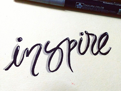 Inspire calligraphy drawn handlettering word