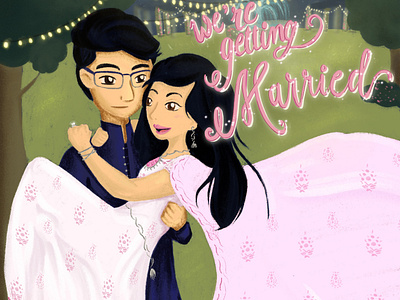 Pawan & Chavi getting married character cute digital girl guy illustration ipad pro love procreate