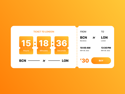 Countdown Timer | Daily UI Challenge 014 014 air app countdown timer daily dailyui design flight fly ticket ui ux web