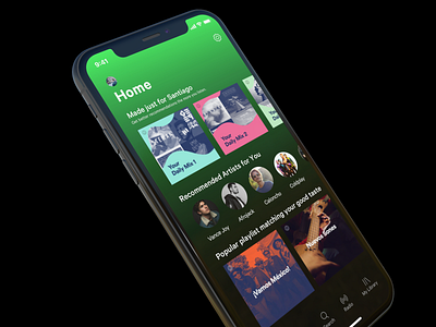 Spotify Home Screen UI Concept album art interaction mock up music app spotify ui user interface ux