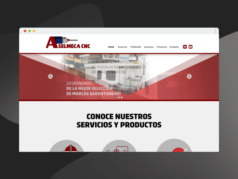 ASELMECA CNC Home Page User Interface cnc graphic identity home page design interaction ui ux web icons website