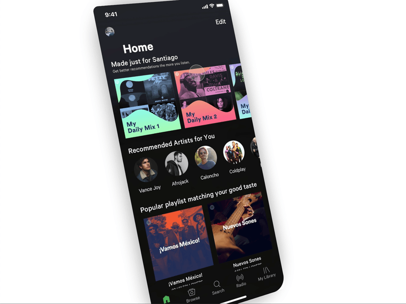 Feature Add-on Spotify's Home Screen UI Concept album art album cover album cover art center feature graphic identity interaction music app spotify ui user experience ux