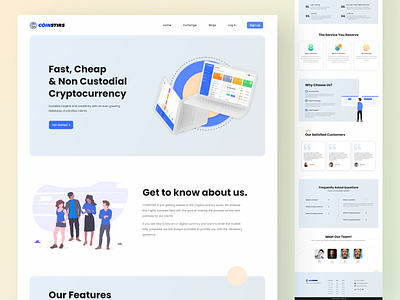 Coinstirs Cryptocurrency Exchange Website bitcoin cryptocurrency design graphic design graphicdesign landingpage ui uiux ux vector webdesign website