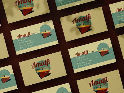 Business card in retro style amalfi art boat business card design graphic design illustration retro vector vintage