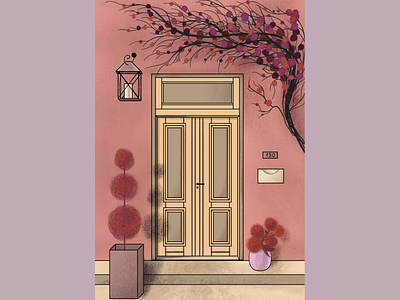 Beige Door art beige door digital art door flowers illustration italy merch summer toscana