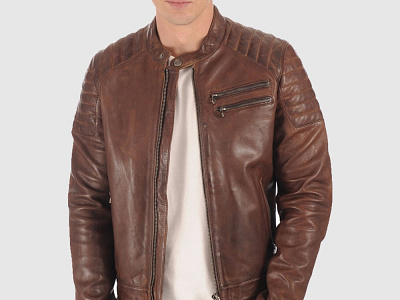 Amazing Brown Biker Leather Jacket For Men