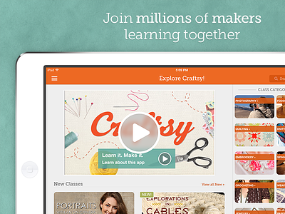 Craftsy App 2.0 classes education ios7 ipad iphone video