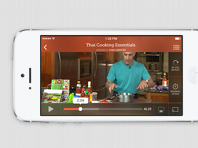 iPhone Video Player airplay blur chromecast education food frosted ios iphone thai ui video