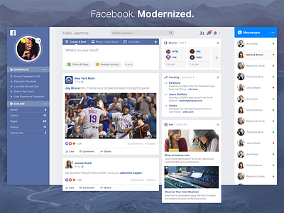 Facebook Modernized: The Timeline (2nd Pass) desktop facebook media modern redesign social