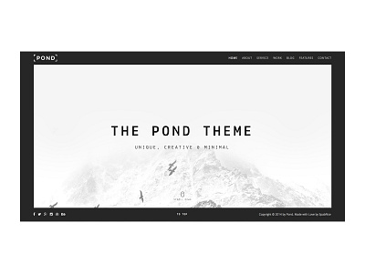 Home Page for Pond Theme black minimal theme web white