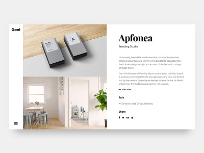 Portfolio Single Layout - Dani layout left light menu minimal portfolio serif single web
