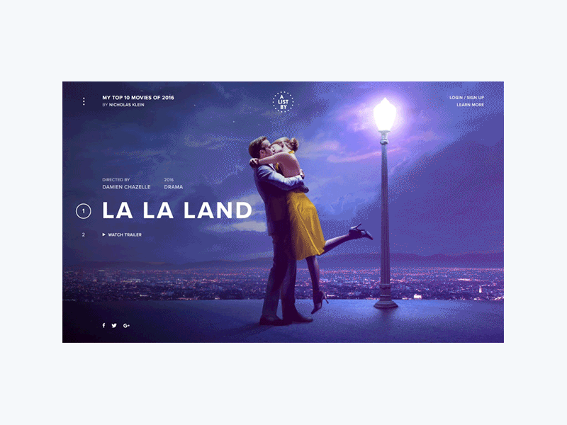 Personal Movie Project - Animation app colorfull film fullscreen la la land moonlight movie project web website