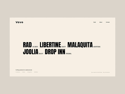 Vavo - Interactive Portfolio bold font clean design minimal photograhy portfolio sleak typogaphy