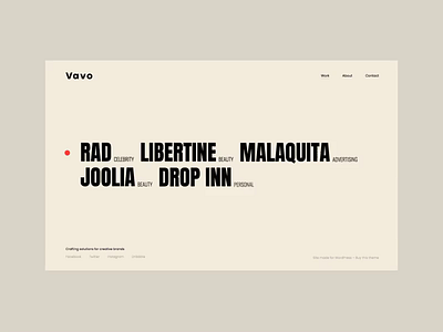 Vavo - Interactive Portfolio Animation animation bold clean light minimal photography portfolio theme web wordpress