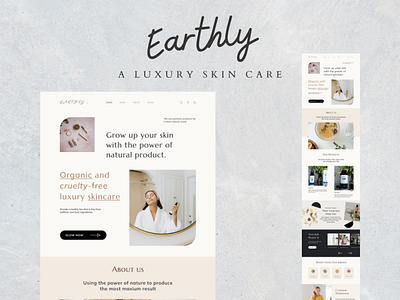 Earthly Skin Care Landing page (Figma) branding design figma graphic design landing page logo luxury natural products skin care typography ui userexperience userinterface ux website weeklyuiux