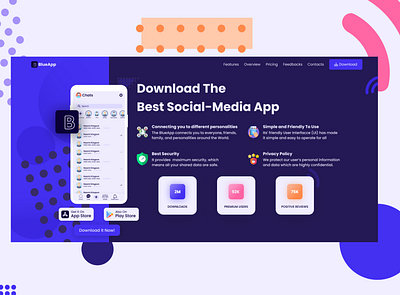 Social Media App app design landing page social media