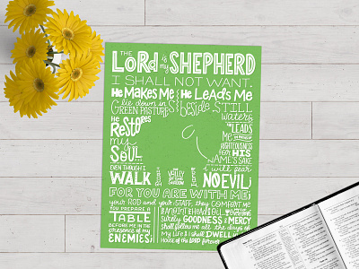 Psalm 23 - Scripture Passage Cutout bible lettering bible verse christian art christian lettering design graphic design handlettering illustration lettering procreate psalm 23 scripture sheep shepherd the lord is my shepherd
