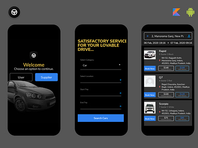 Taxi Rental Mobile App Design