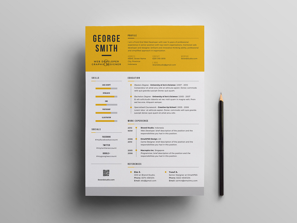 Free Cool PSD Resume Template by Andy Williams on Dribbble