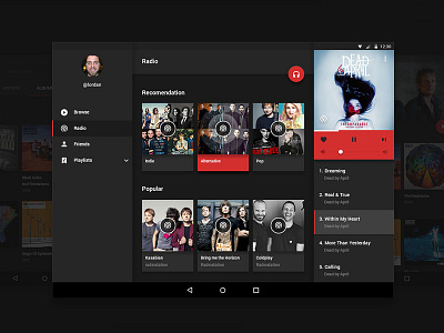 Free Music UI kit for Android tablet