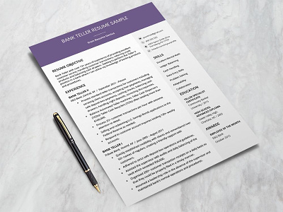 Free Bank Teller Resume Template With Sample Text