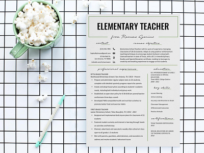 Free Elementary Teacher Resume Template by Andy Williams on Dribbble