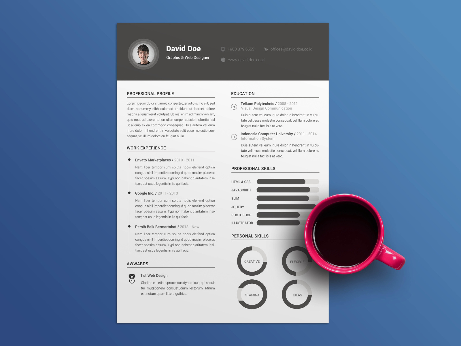 Free Clean Resume Template by Andy Williams on Dribbble