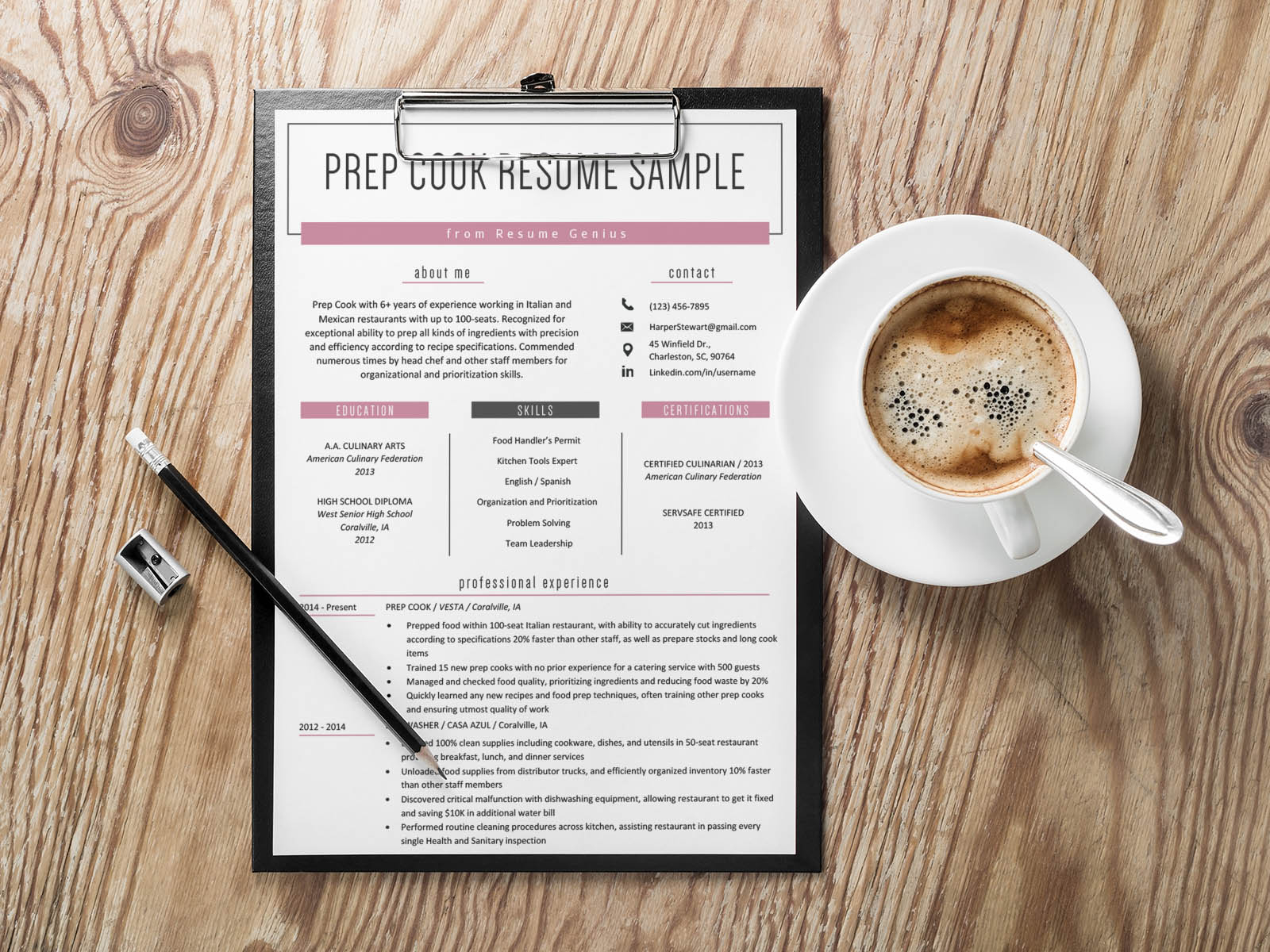 Free Prep Cook Resume Template By Andy Williams On Dribbble   Free Prep Cook Resume Template 4x 