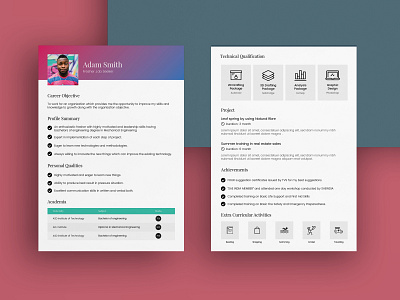 Free Two Pages Resume Template by Andy Williams on Dribbble