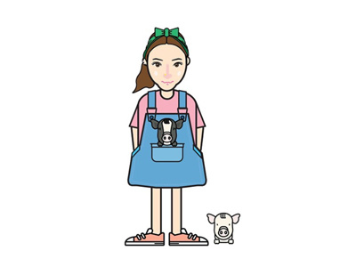 my friend Diskoala character girl illustration pig vector