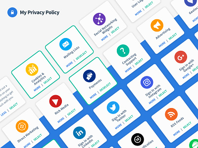 My Privacy Policy Service Tiles blue generator icons privacy tiles ui ux website