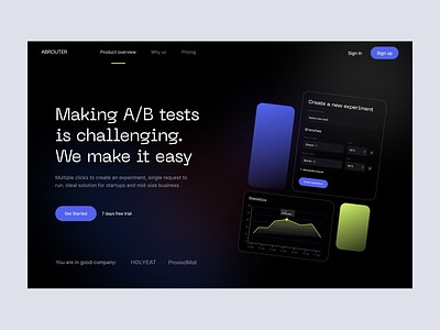 A/B testing service abtesting android branding code components composition concept dark design elements illustration ios landing logo programming tech ui userinterface ux
