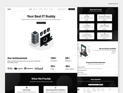 IT Services Provider Company Landing Page UI black illustration landing page minimalism product design ui ui design uiux design ux ux design uxui uxui design white