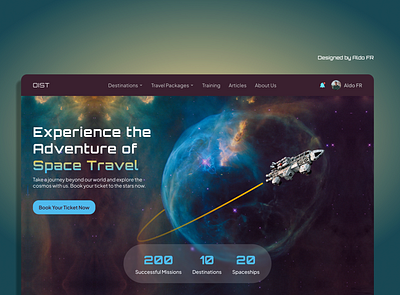 Space Travel Agency' Hero Section agency design hero landing page popular product design space space travel spaceship travel travel agency trending ui ui design uiux universe ux ux design uxui web app