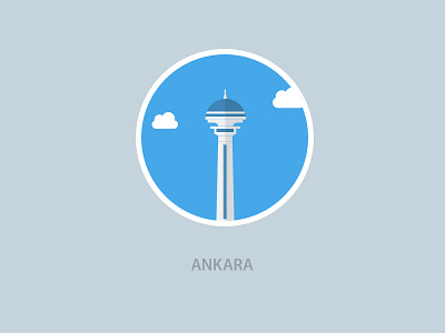 Atakule ankara atakule blue circle city cloud flat flat cities flat design icon osmanince tower