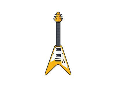 Gibson Flying V electric guitar flat flying v gibson icon illustration line music sound yellow