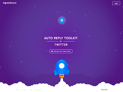 PowerPack flat landing power pack purple rocket twitter ui ux web