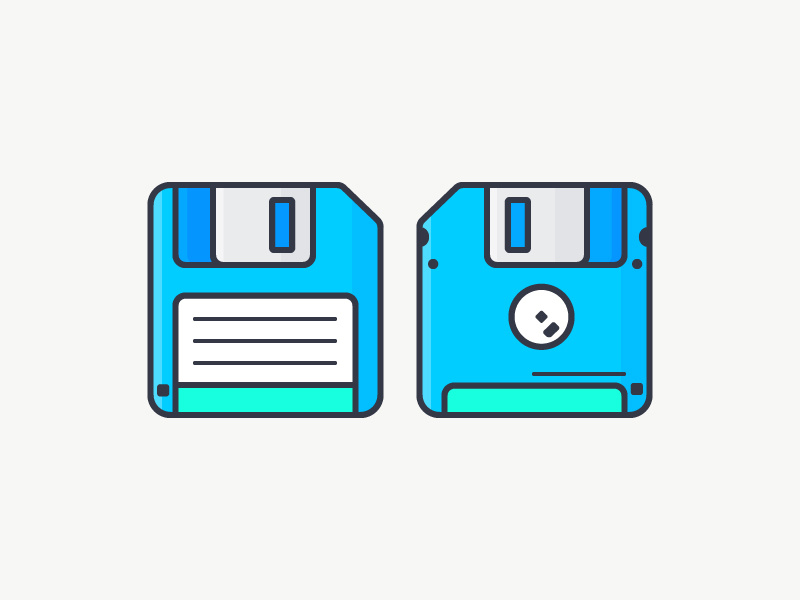 Floppy Disk floppy disk outline teal blue vector illustration icon floppy flat disk