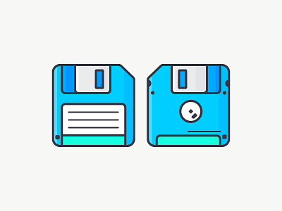 Floppy Disk blue disk flat floppy floppy disk icon illustration outline teal vector