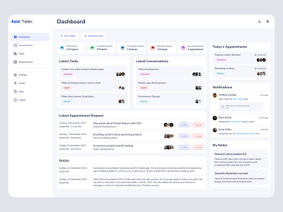 Fast Task - Dashboard appdesign dashboard design management saas task ui ux uiuxdesign web webapp