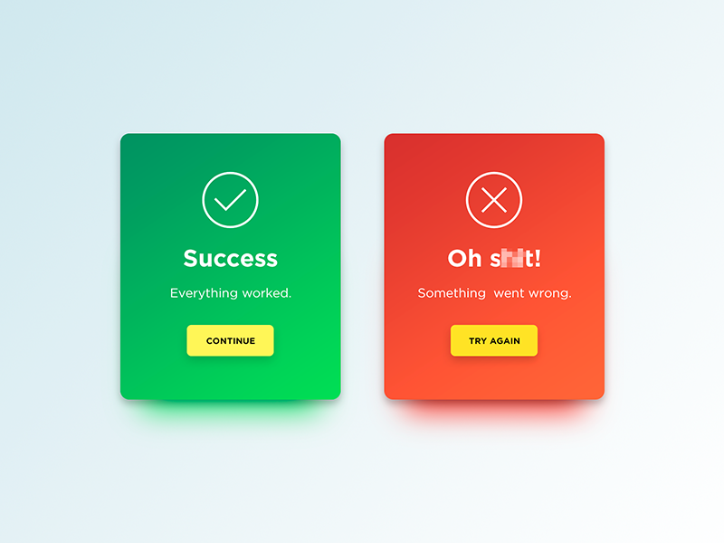 Flash Message dialog popup gradient cards success error message flash dailyui ux ui