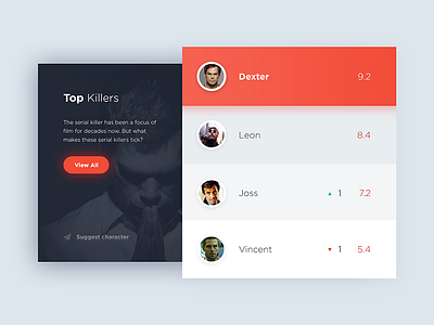 Leaderboard UI button clean dailyui interface minimal movie shadow ui ux