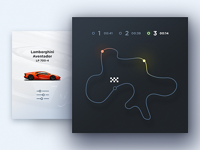 Race Route button car card interface map race road route shadow ui ux